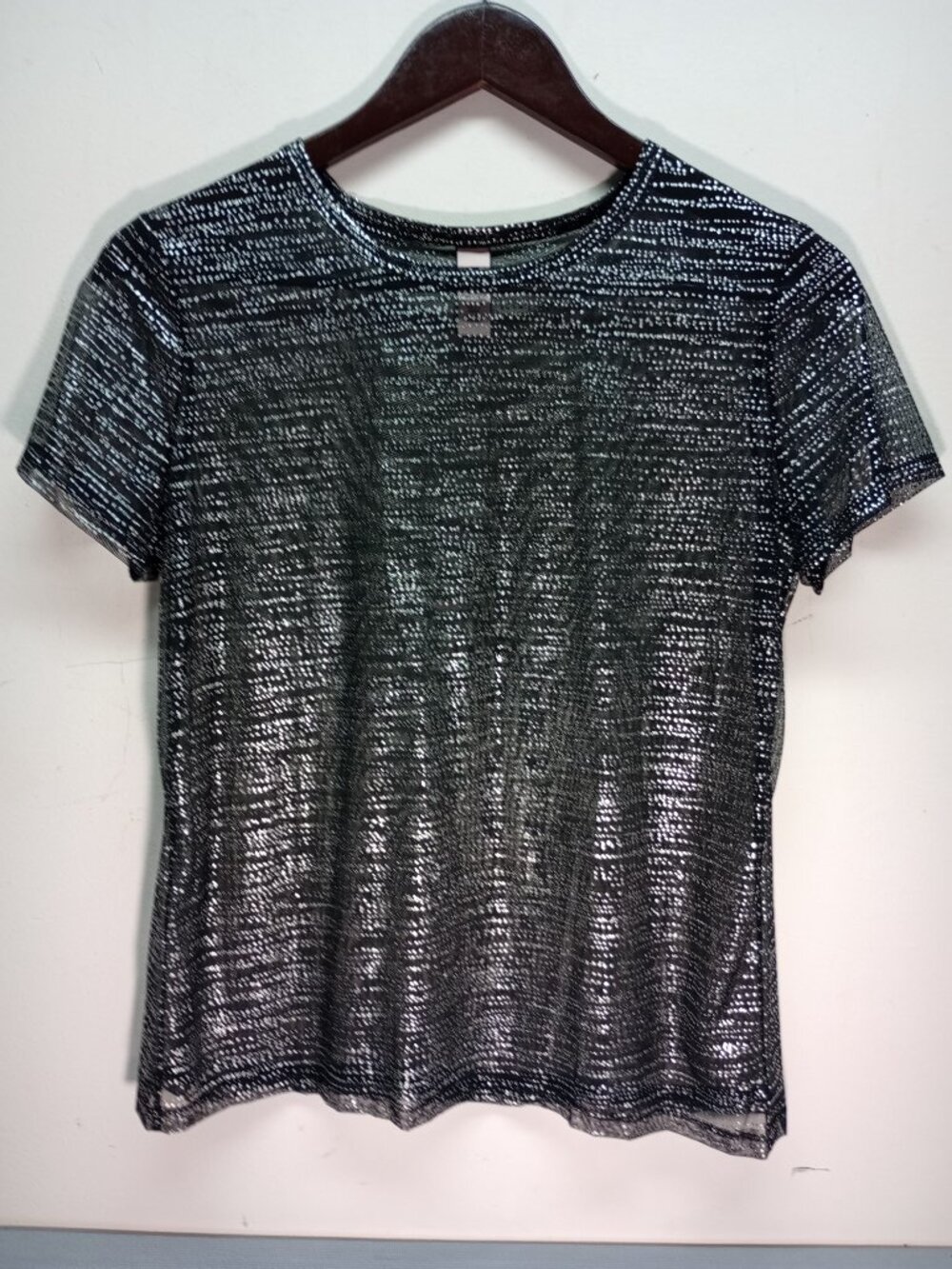 Whimsy Goth Black Shimmer Victoria’s Secret Sheer Short Sleeve Top NWT